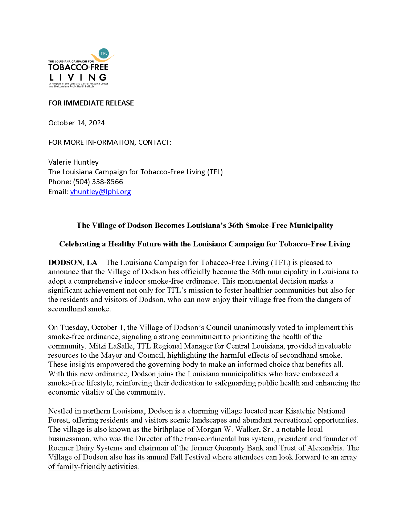 Village of Dodson Press Release final Page 1